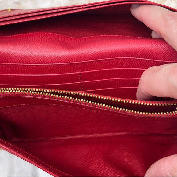 PRADA Saffiano Leather Continental Wallet in Fuoco Red - Picture 12 of 16